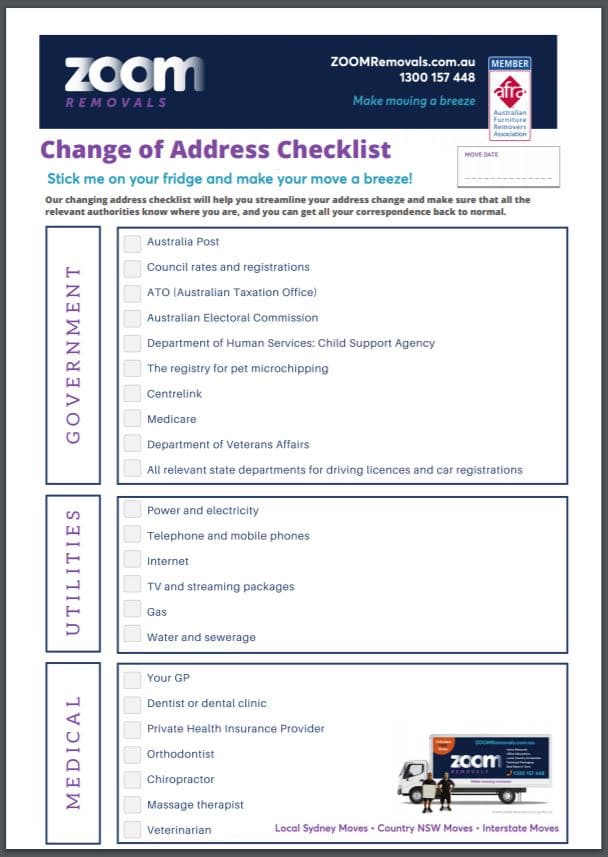 Change of Address Checklist