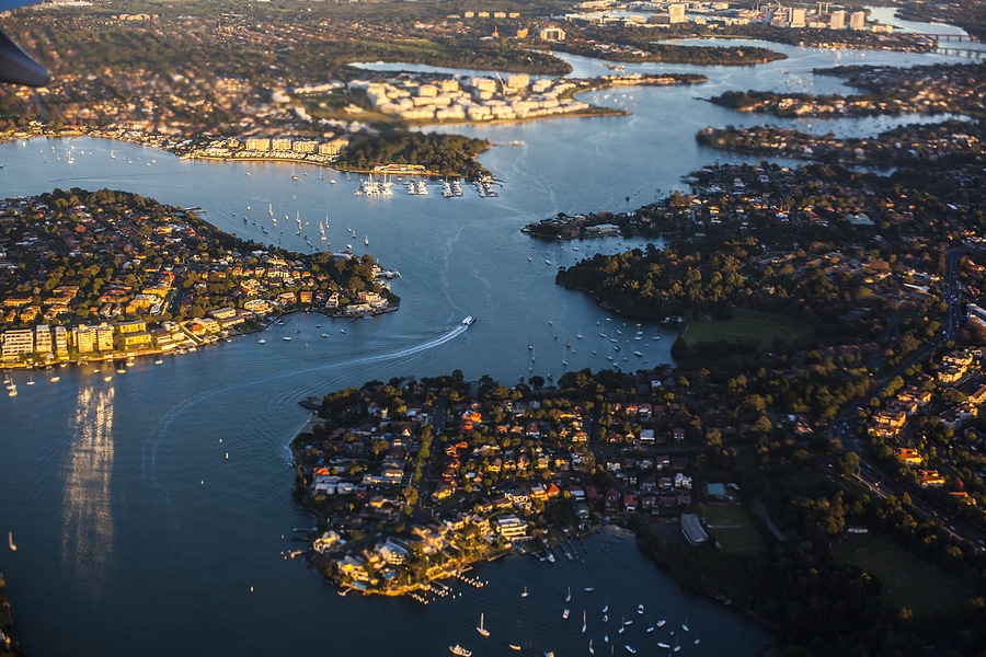 Aerial View Of Suburbs In Sydney, Australia
