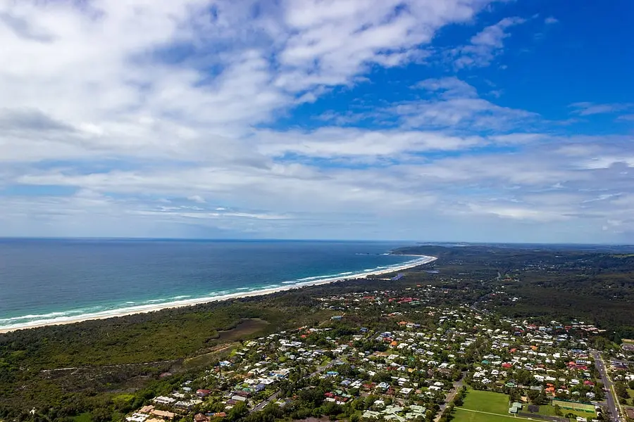 Aerial-View-Of-Byron-Bay-Wategoes-Beach-