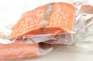 Frozen salmon fillets